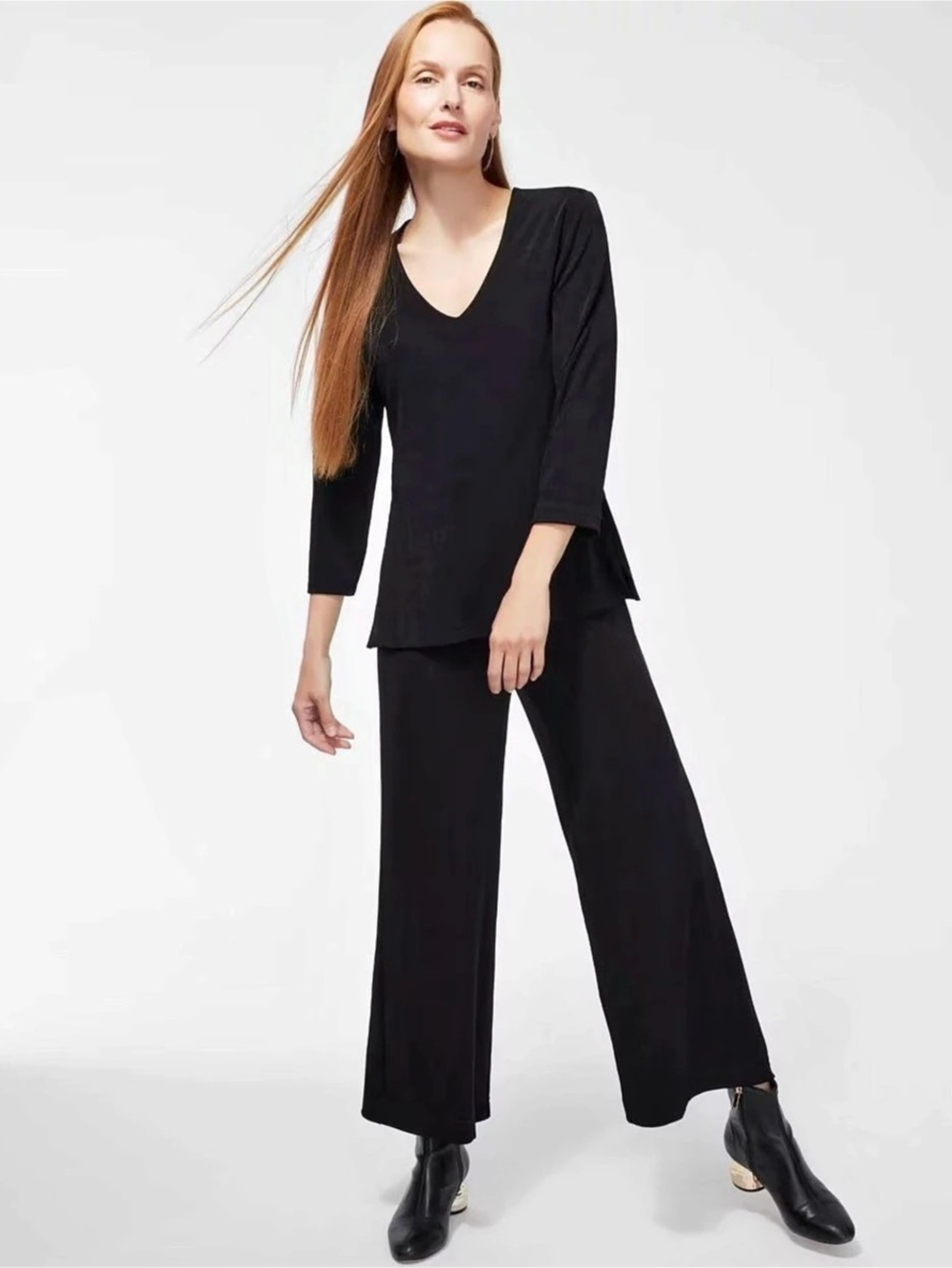 NWT Chico’s Zenergy Wide Leg Crop Pull-On Pants in Black
